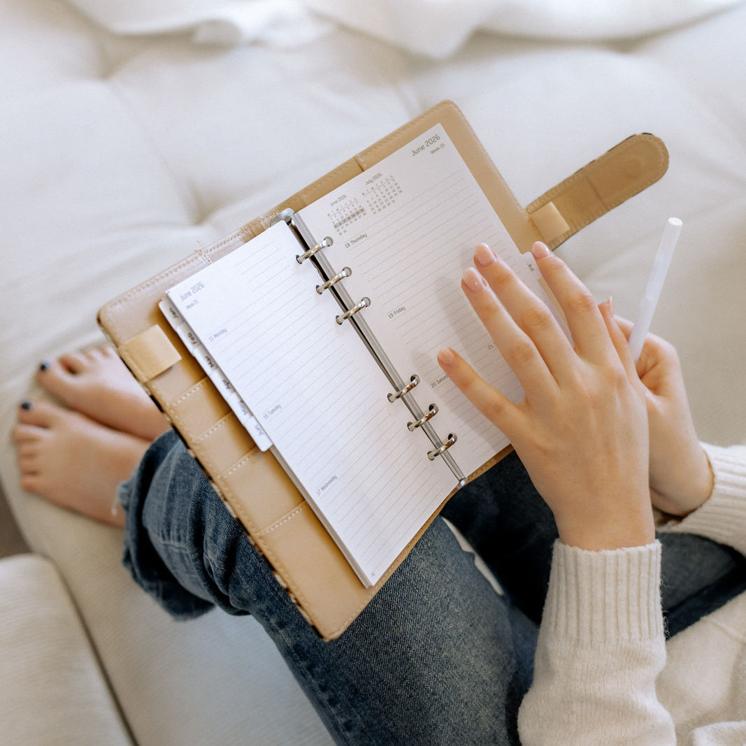 Keliya Mama Planer – Edles A6 PU-Leder Ringbuch für mehr Struktur & Me-Time